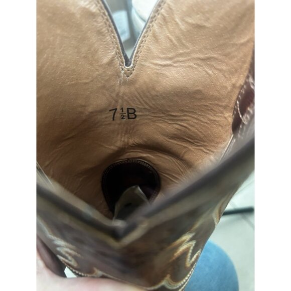 ARIAT Women’s BOOTS CARAMEL TOOLED LEATHER HERITAGE X TOE STYLE 10005908 SZ 7.5B - Picture 9 of 16